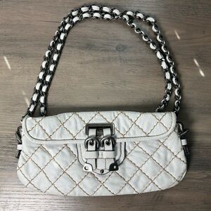 Vintage Y2K White Quilted Juicy Couture Crossbody mini Bag Purse Baguette